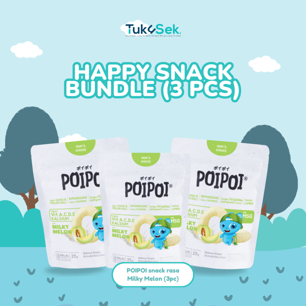 (ISI 3) POIPOI Snack - Rasa Milky Melon 25Gr | Snack Sehat Anak | Cemilan Anak | Non MSG | Tinggi Vitamin | Susu & Melon Asli