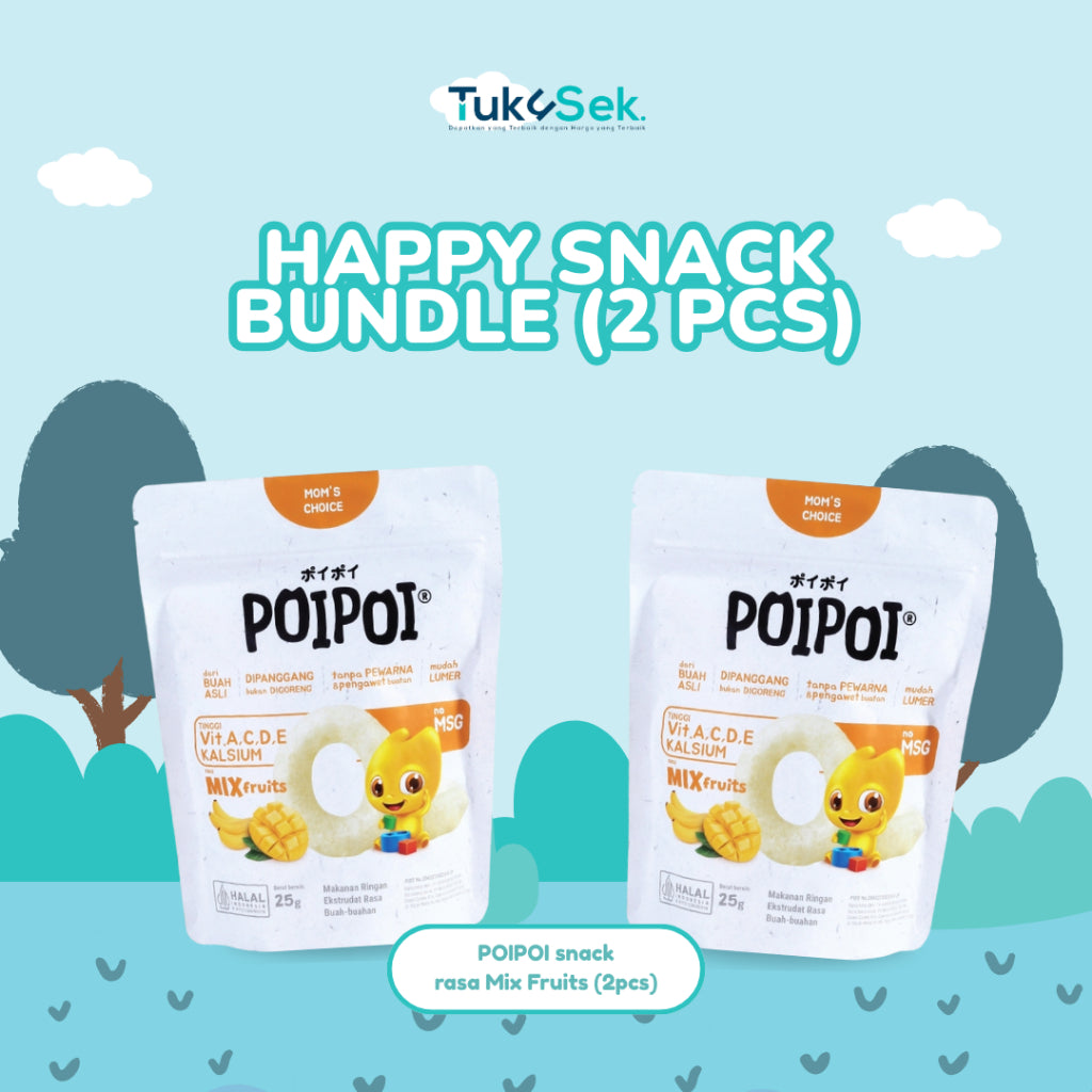 (ISI 2) POIPOI Snack Rasa Mix Fruits 25Gr | Snack Sehat Anak | Cemilan Anak | Non MSG | Tinggi Vitamin | Buah Asli