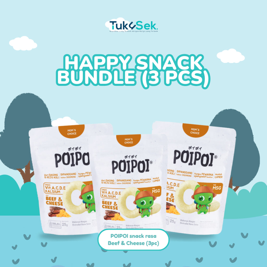 (ISI 3) POIPOI Snack Rasa Beef & Cheese 25Gr | Snack Sehat Anak | Cemilan Anak | Non MSG | Tinggi Vitamin | Daging & Keju Asli
