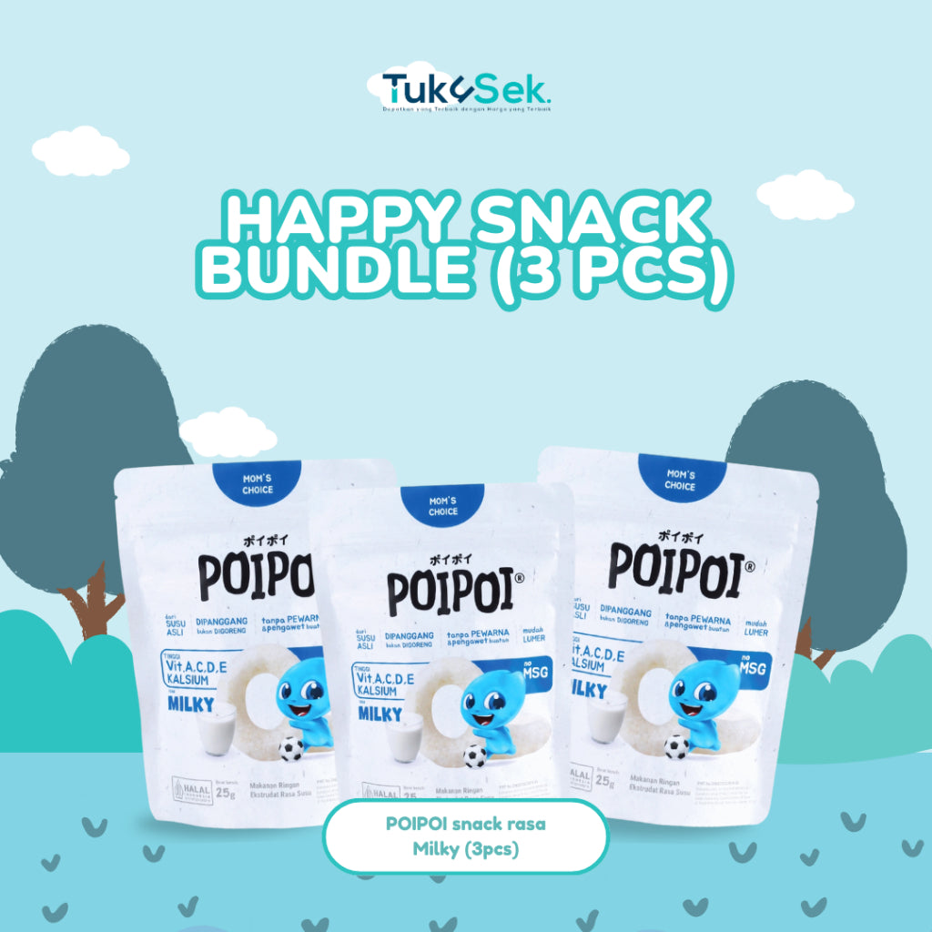 (ISI 3) POIPOI Snack - Rasa Milky 25Gr | Snack Sehat Anak | Cemilan Anak | Non MSG | Tinggi Vitamin | Susu Asli