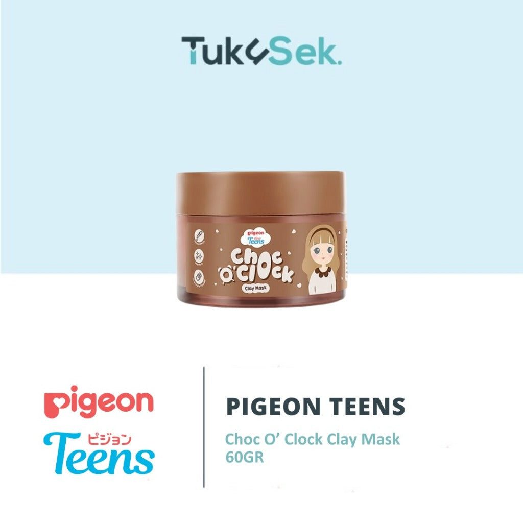 Pigeon Teens Choc O’ Clock Clay Mask 60GR |Skincare Remaja | Brightening Agent |Soft Creamy Texture & Non-Drying Formula |Cocoa Antioxidant Boost