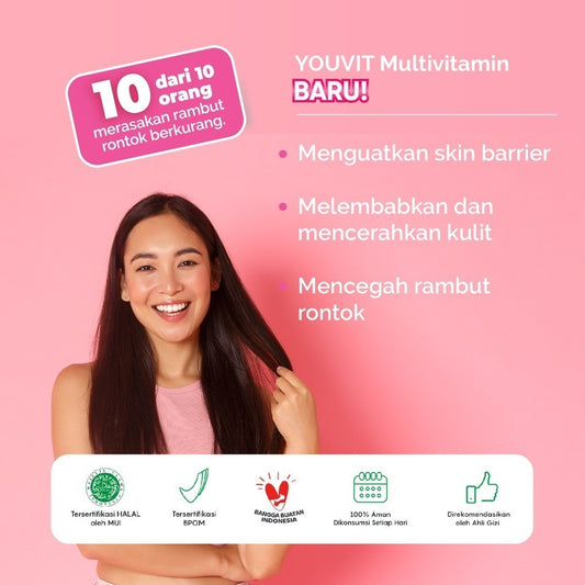 Youvit Multivitamin Gummy Beauti+ 1 Sachet Isi 7 gummy dengan Ginseng, Biotin dan Vitamin E BARU