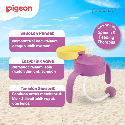 Pigeon Startouch Adapter and Straw Set | Spare Part Botol Minum Dengan Sedotan Anti-Tumpah|Botol Minum Anti Speech-Delay | 6+ Bulan| BPA Free