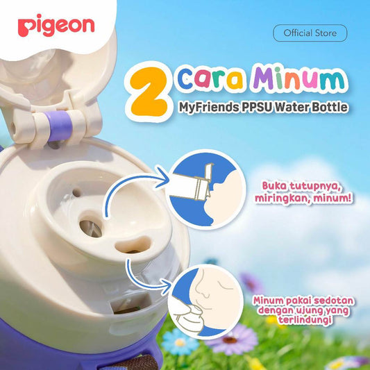 Pigeon My Friends PPSU Bottle 500ml – Botol Minum Anak 3+ Tahun Anti Tumpah dengan Sedotan & Spout | Tahan Banting |Foodgrade| Botol Minum Anak PPSU