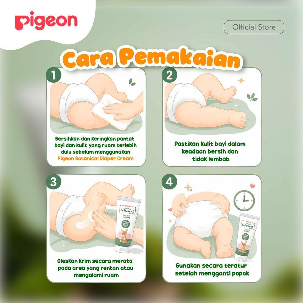 PIGEON BOTANICAL DIAPER CREAM | KRIM ANTI RUAM POPOK BAYI | CEGAH IRITASI KEMERAHAN | AMAN UNTUK KULIT NEWBORN DAN SENSITIF | TERUJI KLINIS | 50 ML
