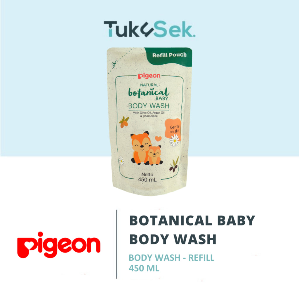 PIGEON Botanical Baby Body Wash 450ML Refill Pouch | Sabun Mandi