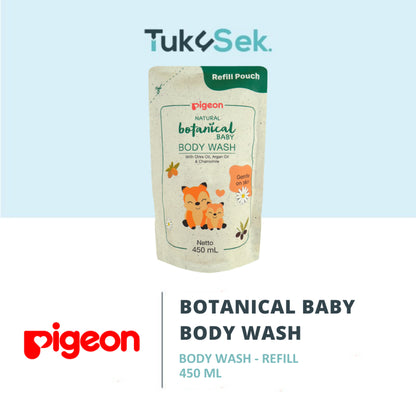 PIGEON Botanical Baby Body Wash 450ML Refill Pouch | Sabun Mandi