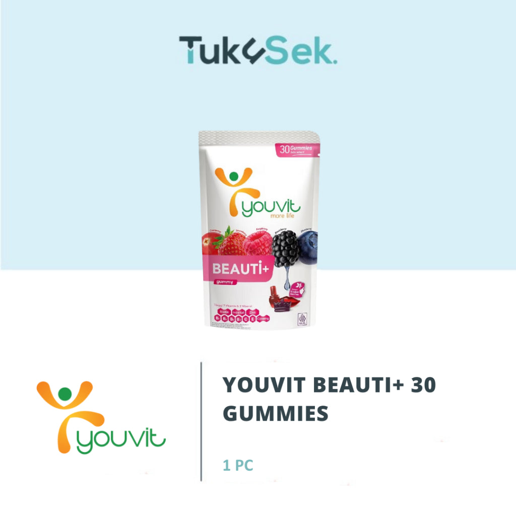 Youvit Beauti+ 1 Pouch (30 Hari) dengan Ginseng, Biotin & Vitamin E BARU