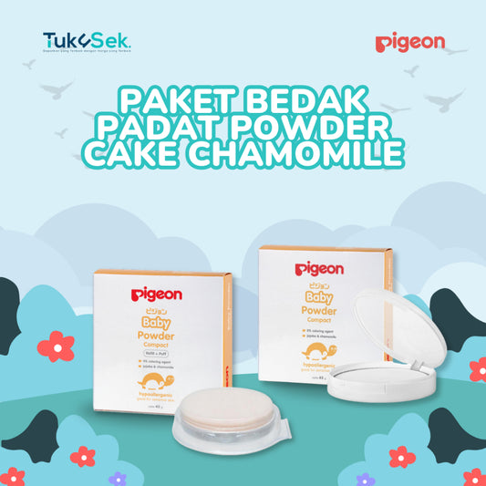 PAKET PIGEON BEDAK PADAT POWDER CAKE CHAMOMILE 45Gr