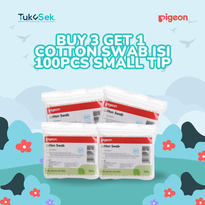 PAKET B3G1 PIGEON COTTON SWAB ISI 100PCS SMALL TIP