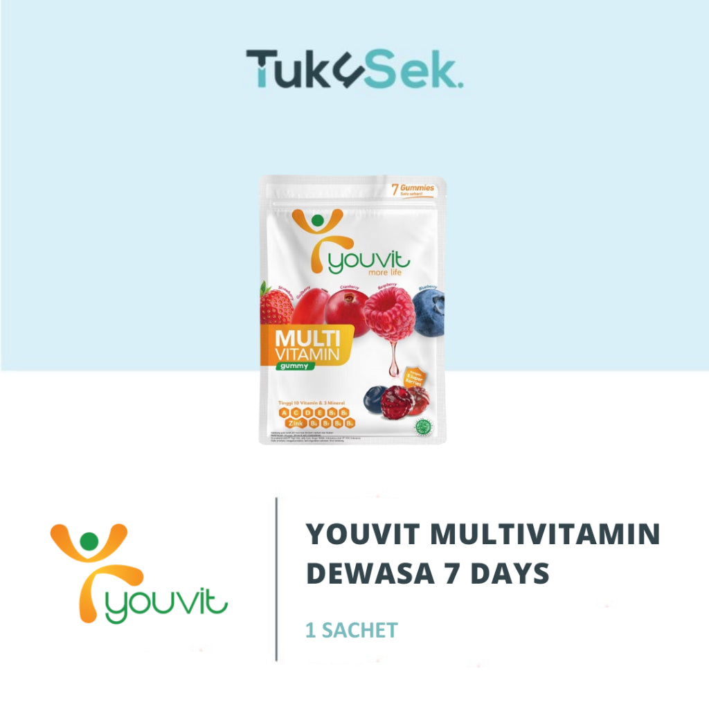 Youvit Multivitamin Dewasa 1 Sachet Vit. C, D, Zink & Superberries 7 Days