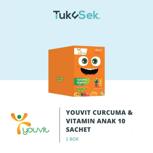 Youvit Curcuma & Vitamin Anak 10 Sachet (1 Box) dengan Curcuma, Zink, dan Madu | Meningkatkan Nafsu Makan Anak