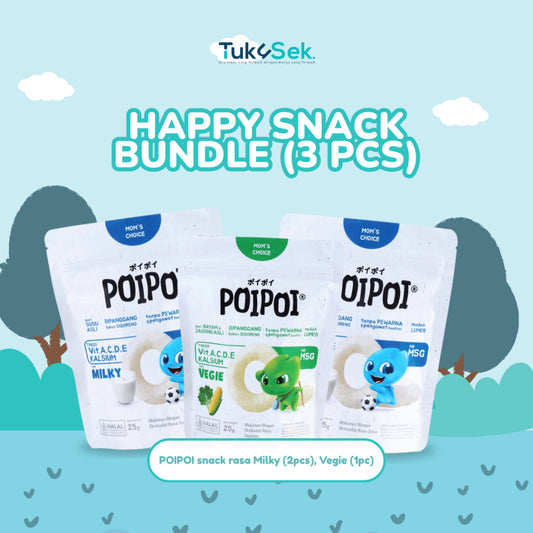 (ISI 3) POIPOI Snack Mix Varian - Rasa Milky 2 pcs & Vegie 1 pcs 25Gr | Snack Sehat Anak | Cemilan Anak | Non MSG | Tinggi Vitamin | Susu Asli | Bayam & Jagung Asli