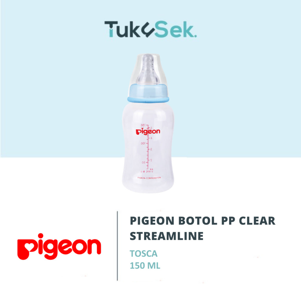 PIGEON Botol Slim Neck PP Clear Streamline 150ml w/S-Type Nipple | Botol Susu Bayi | Anti Kolik | Anti Kembung