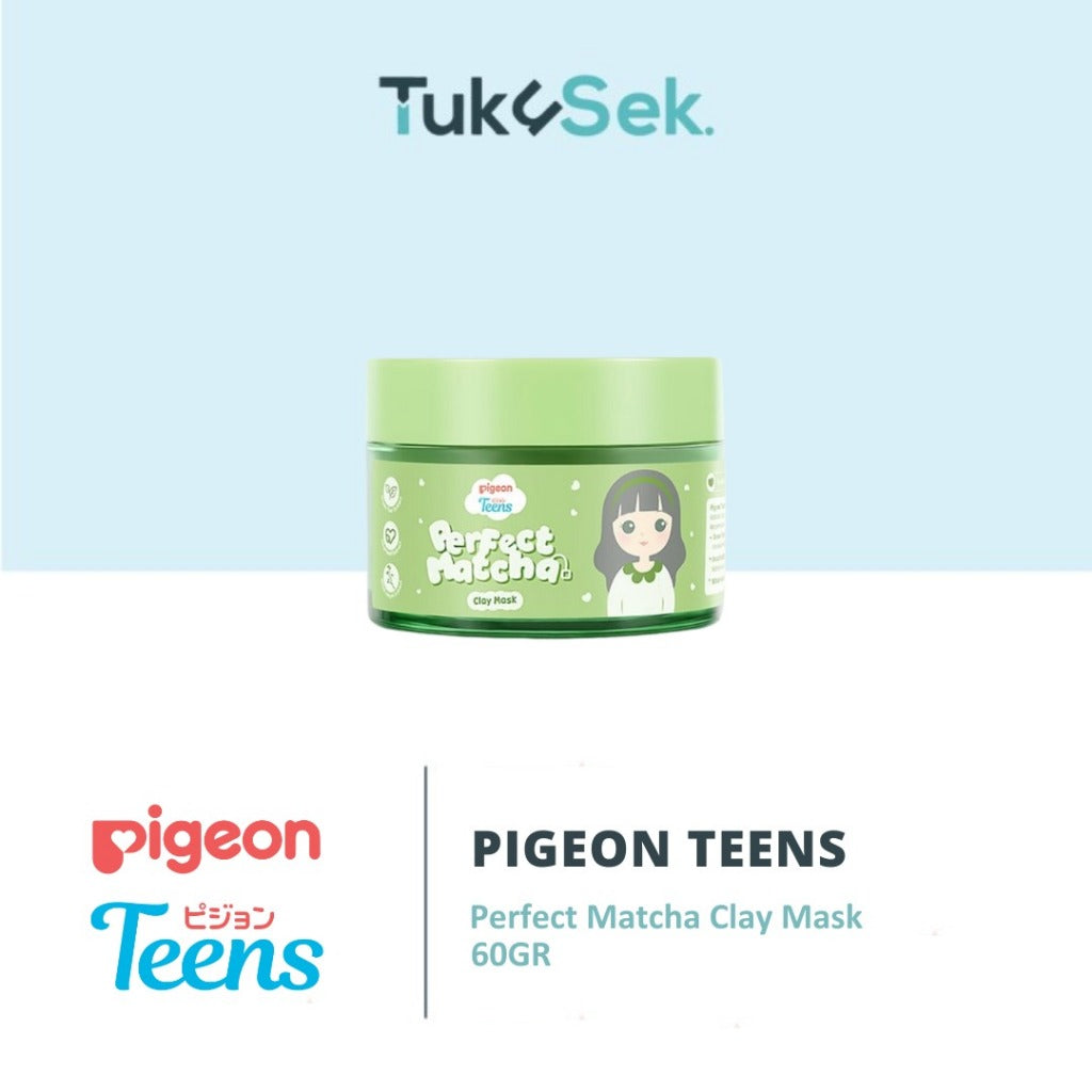 Pigeon Teens Perfect Matcha Clay Mask 60GR |Skincare Remaja | Green Power Anti-bacterial |Soft Creamy Texture & Non-Drying Formula |Acne Care & Oil Control