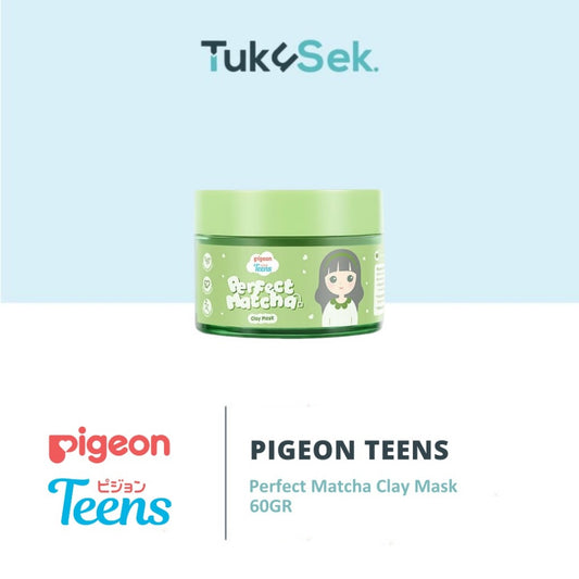 Pigeon Teens Perfect Matcha Clay Mask 60GR |Skincare Remaja | Green Power Anti-bacterial |Soft Creamy Texture & Non-Drying Formula |Acne Care & Oil Control