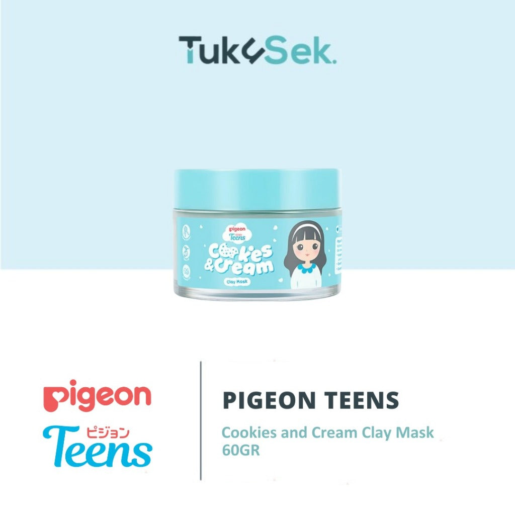 Pigeon Teens Cookies and Cream Clay Mask 60GR |Skincare Remaja | Skin Detox |Soft Creamy Texture & Non-Drying Formula |Gentle Exfoliation