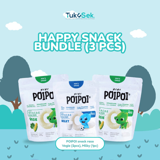 (ISI 3) POIPOI Snack Mix Varian - Rasa Vegie 2 pcs &  Milky 1 pcs 25Gr | Snack Sehat Anak | Cemilan Anak | Non MSG | Tinggi Vitamin | Susu Asli | Bayam & Jagung Asli