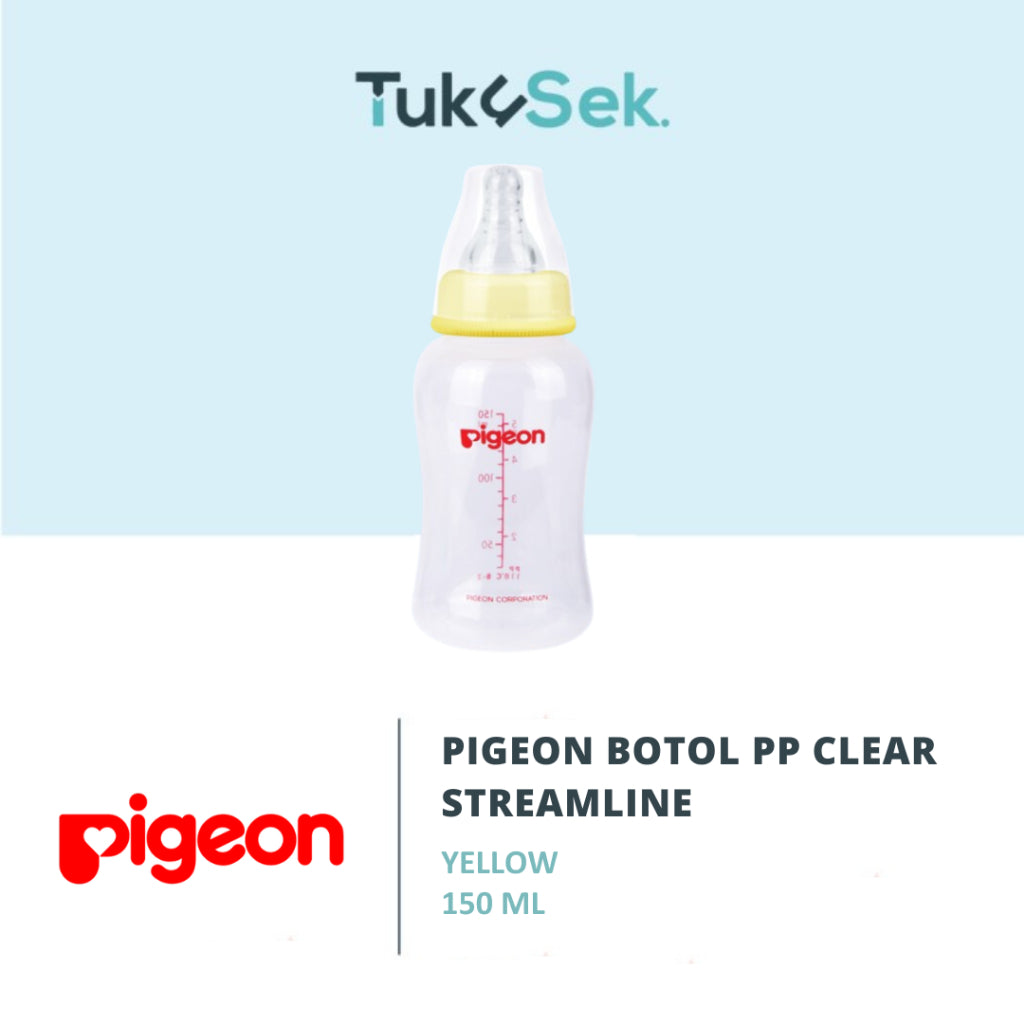 PIGEON Botol Slim Neck PP Clear Streamline 150ml w/S-Type Nipple | Botol Susu Bayi | Anti Kolik | Anti Kembung