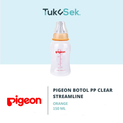 PIGEON Botol Slim Neck PP Clear Streamline 150ml w/S-Type Nipple | Botol Susu Bayi | Anti Kolik | Anti Kembung