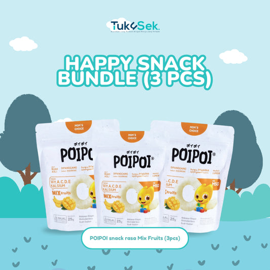 (ISI 3) POIPOI Snack - Rasa Mix Fruits 25Gr | Snack Sehat Anak | Cemilan Anak | Non MSG | Tinggi Vitamin | Buah Asli