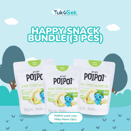 (ISI 3) POIPOI Snack - Rasa Milky Melon 25Gr | Snack Sehat Anak | Cemilan Anak | Non MSG | Tinggi Vitamin | Susu & Melon Asli