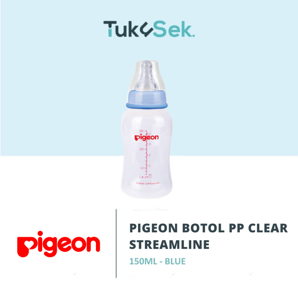 PIGEON Botol Slim Neck PP Clear Streamline 150ml w/S-Type Nipple | Botol Susu Bayi | Anti Kolik | Anti Kembung