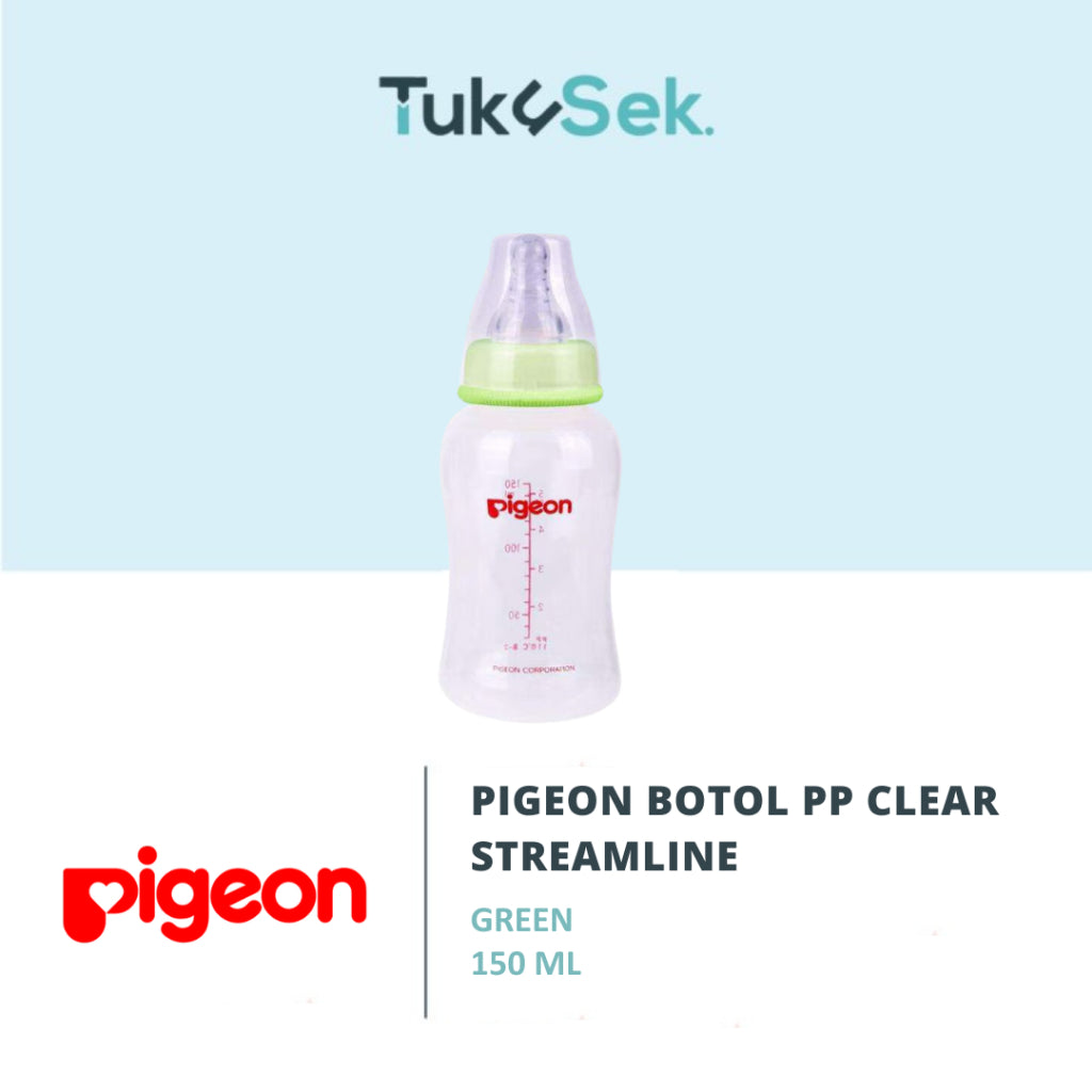 PIGEON Botol Slim Neck PP Clear Streamline 150ml w/S-Type Nipple | Botol Susu Bayi | Anti Kolik | Anti Kembung