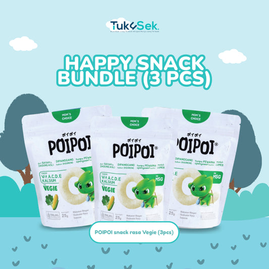 (ISI 3) POIPOI Snack - Rasa Vegie 25Gr | Snack Sehat Anak | Cemilan Anak | Non MSG | Tinggi Vitamin | Bayam & Jagung Asli