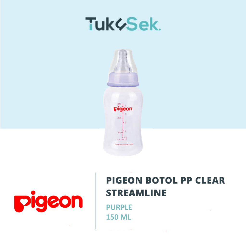 PIGEON Botol Slim Neck PP Clear Streamline 150ml w/S-Type Nipple | Botol Susu Bayi | Anti Kolik | Anti Kembung