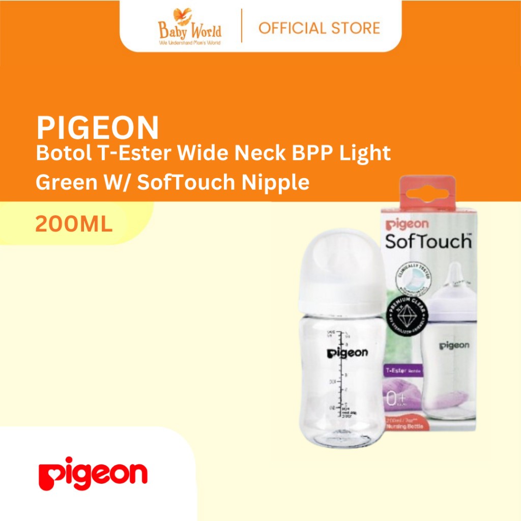 PIGEON BOTOL T-ESTER WIDE NECK BPP 200ML LIGHT ORANGE W/ SOFTOUCH NIPPLE