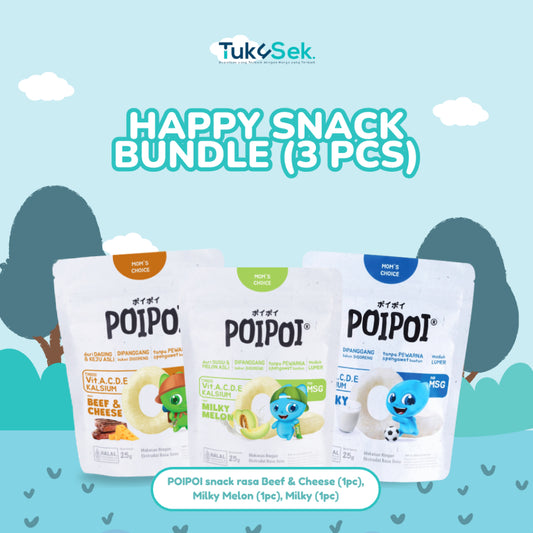 (ISI 3) POIPOI Snack Mix Varian - Rasa Campur Beef & Cheese 1 pcs & Milky Melon 1 pcs & Milky 1 pcs 25Gr | Snack Sehat Anak | Cemilan Anak | Non MSG | Tinggi Vitamin | Susu Asli | Bayam & Jagung Asli