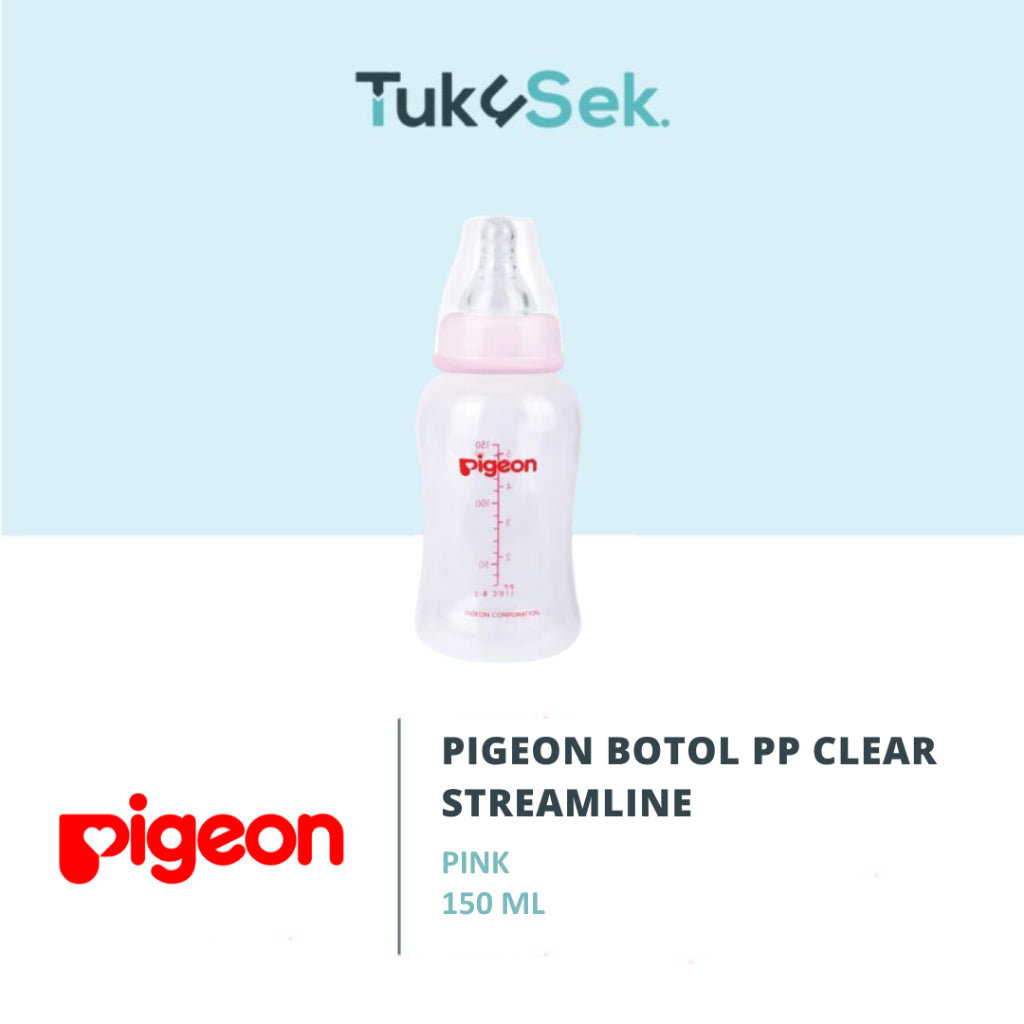 PIGEON Botol Slim Neck PP Clear Streamline 150ml w/S-Type Nipple | Botol Susu Bayi | Anti Kolik | Anti Kembung