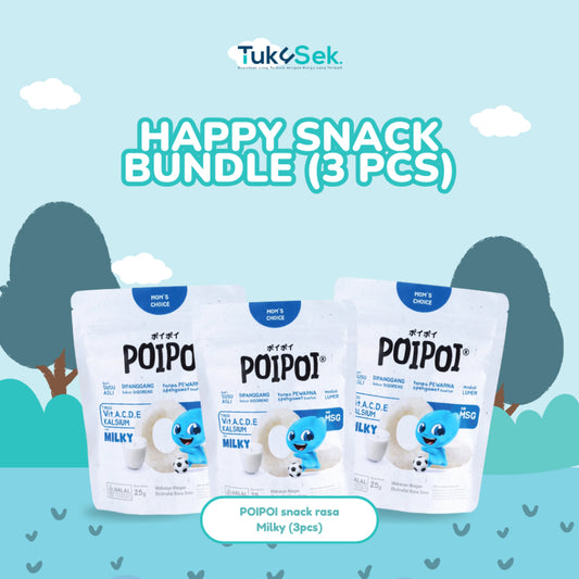 (ISI 3) POIPOI Snack - Rasa Milky 25Gr | Snack Sehat Anak | Cemilan Anak | Non MSG | Tinggi Vitamin | Susu Asli