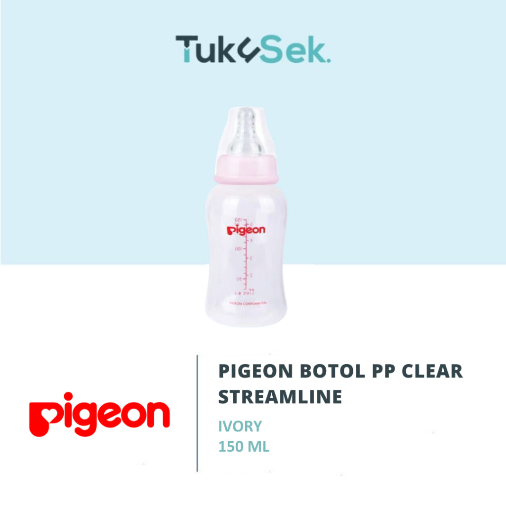 PIGEON Botol Slim Neck PP Clear Streamline 150ml w/S-Type Nipple | Botol Susu Bayi | Anti Kolik | Anti Kembung