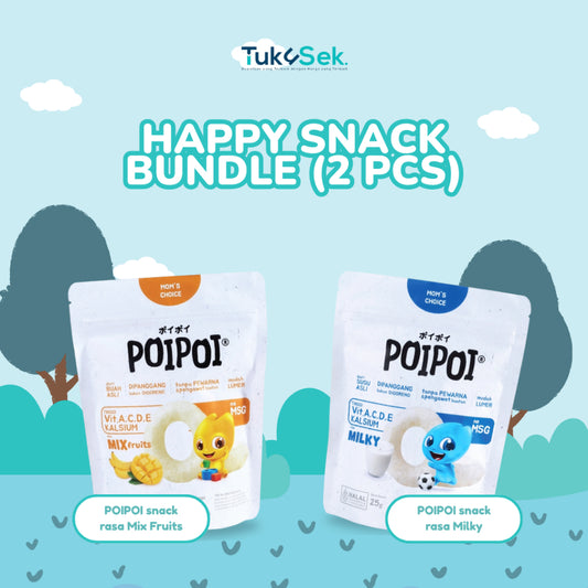 (ISI 2) POIPOI Snack Rasa Milky & Mix Fruits 25Gr | Snack Sehat Anak | Cemilan Anak | Non MSG | Tinggi Vitamin | Susu Asli | Bayam & Jagung Asli
