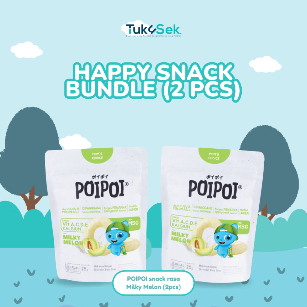 (ISI 2) POIPOI Snack Rasa Milky Melon 25Gr | Snack Sehat Anak | Cemilan Anak | Non MSG | Tinggi Vitamin | Susu & Melon Asli