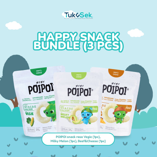 (ISI 3) POIPOI Snack Mix Varian - Rasa Campur Beef & Cheese 1 pcs & Milky Melon 1 pcs & Vegie 1 pcs 25Gr | Snack Sehat Anak | Cemilan Anak | Non MSG | Tinggi Vitamin | Susu Asli | Bayam & Jagung Asli