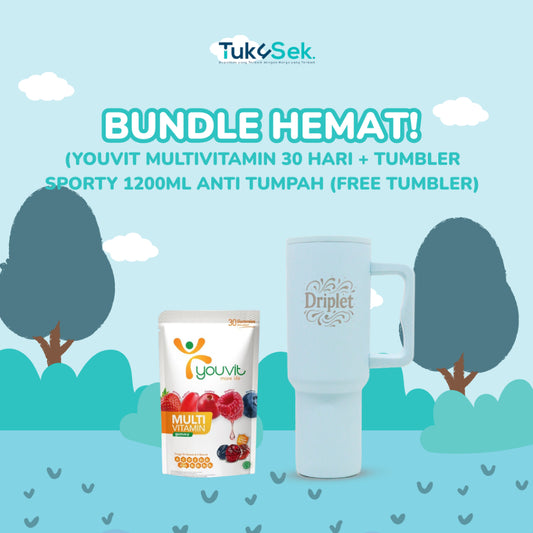 HEMAT! Youvit Multivitamin 30 Hari + Tumbler Sporty 1200ML Anti Tumpah (FREE TUMBLER)