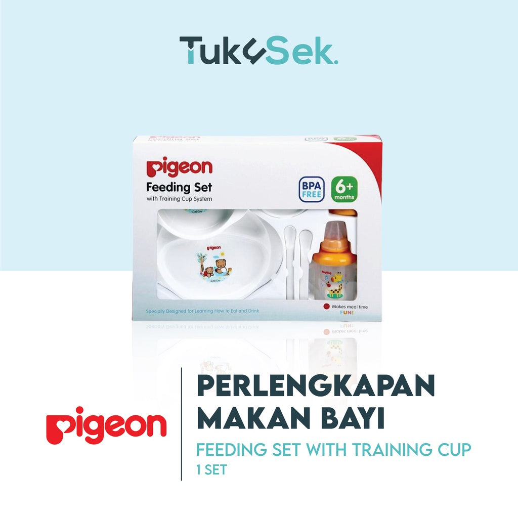 PIGEON Feeding Set With Training Cup / Perlengkapan Makan Bayi