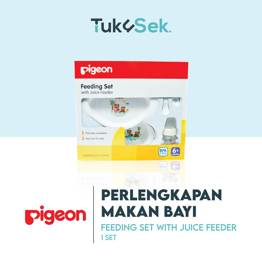 PIGEON Feeding Set With Juice Feeder / Perlengkapan Makan Bayi