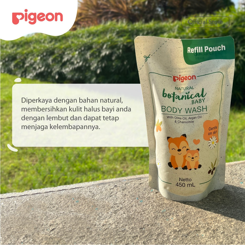 PIGEON Botanical Baby Body Wash 450ML Refill Pouch | Sabun Mandi