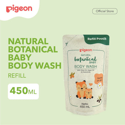 PIGEON Botanical Baby Body Wash 450ML Refill Pouch | Sabun Mandi
