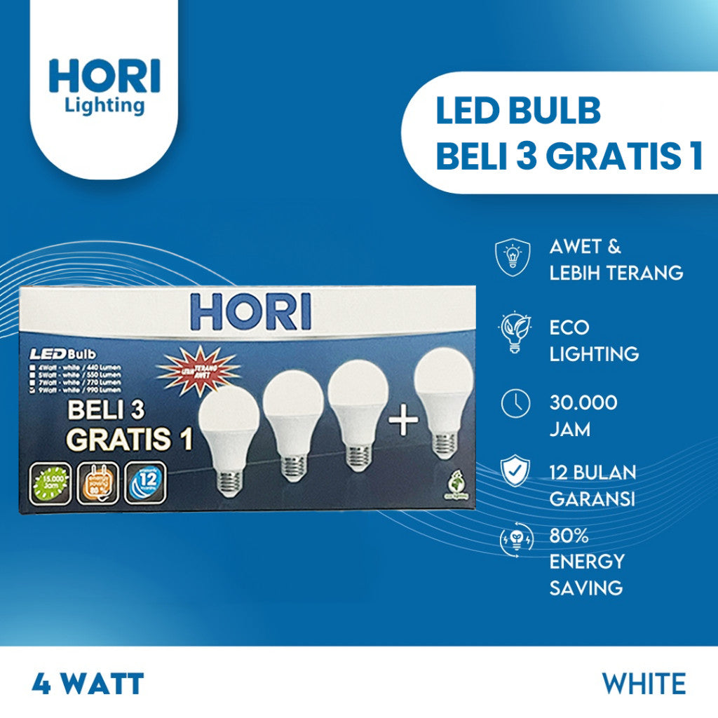 HORI LED Bulb Bohlam Buy 3 Get 1 Free 4 Watt - Putih