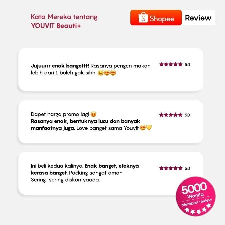 Youvit Beauti+ 1 Pouch (30 Hari) dengan Ginseng, Biotin & Vitamin E BARU