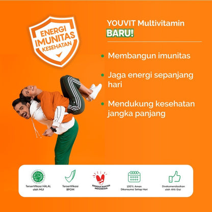 Youvit Multivitamin Dewasa 1 Pouch Vit. C, D, Zink & Superberries 30 Days