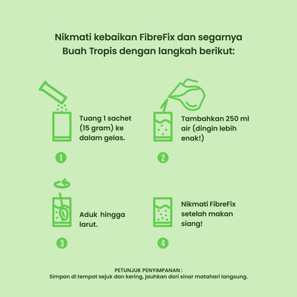 Minuman Serbuk Fiber untuk Konstipasi, Kembung & Berat Badan | Youvit 4-in-1 FibreFix 2 Sachet