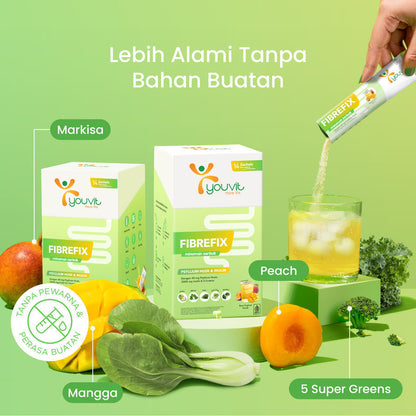 Minuman Serbuk Fiber untuk Konstipasi, Kembung & Berat Badan | Youvit 4-in-1 FibreFix 2 Sachet