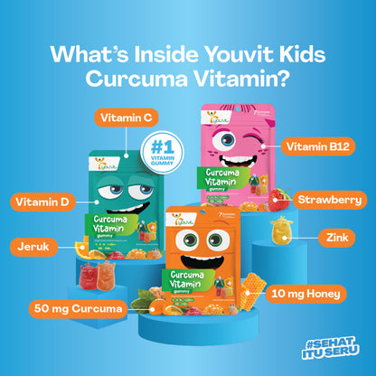 Youvit Curcuma & Vitamin Anak 7 Hari dengan Curcuma, Zink, dan Madu | Meningkatkan Nafsu Makan Anak