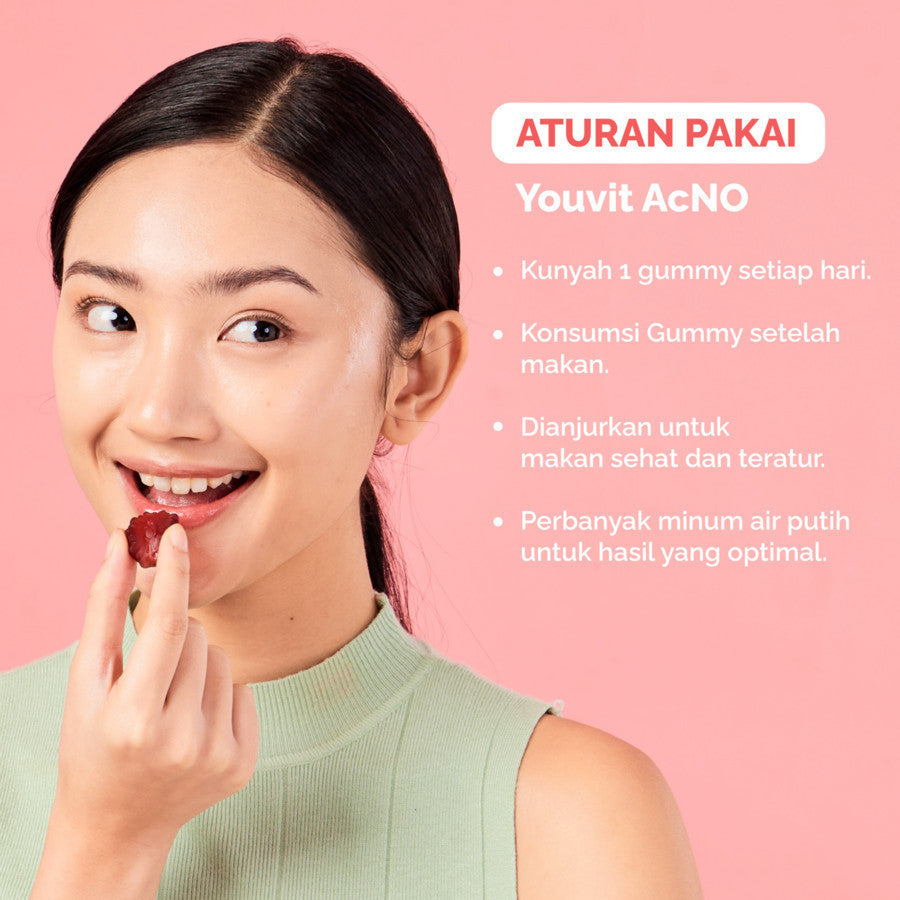 Niacinamide Gummy untuk Anti Jerawat | Youvit AcNO 30 Hari dengan Vitamin A (Alternatif Retinol)